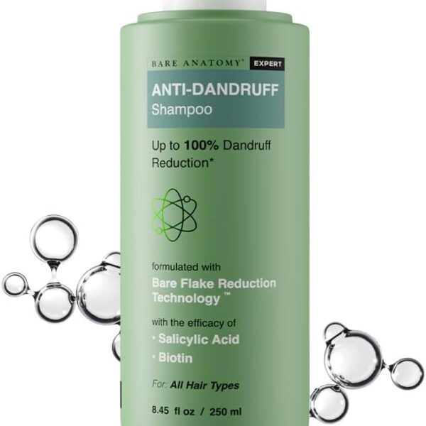 Bare Anatomy Anti Dandruff Shampoo | Reduces Up to 100% Dandruff and Strengthens Hair | Derma Approved Shampoo with Salicylic Acid & Biotin | Shampoo For All Hair types | For...