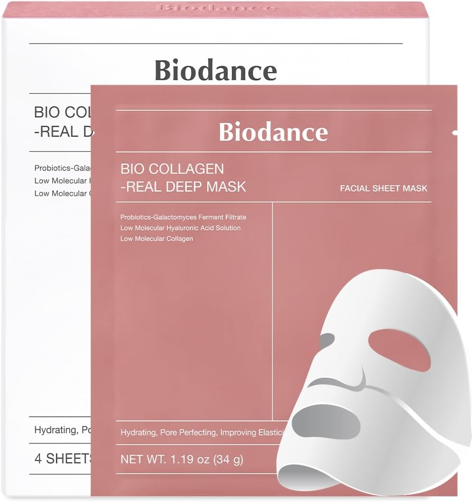 BIODANCE Bio-Collagen Real Deep Mask, Hydrating Overnight Mask, Pore Minimizing, Elasticity Improvement, 34g x4ea