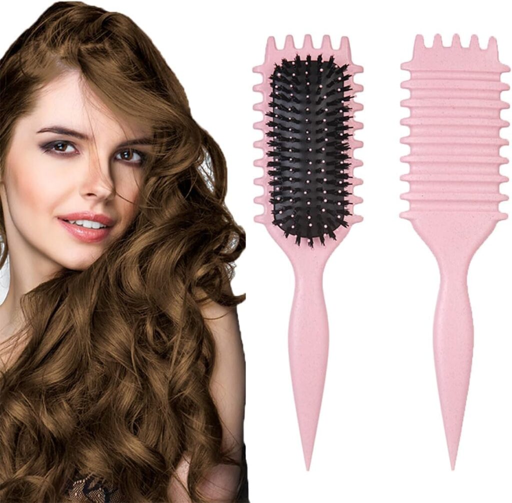 ECVV® Bounce Curl Define Styling Brush -Premium Curly Hair Brush, Wet & Dry Detangler, Essential Tool for Shaping & Perfecting Your Curls(Color: PINK)