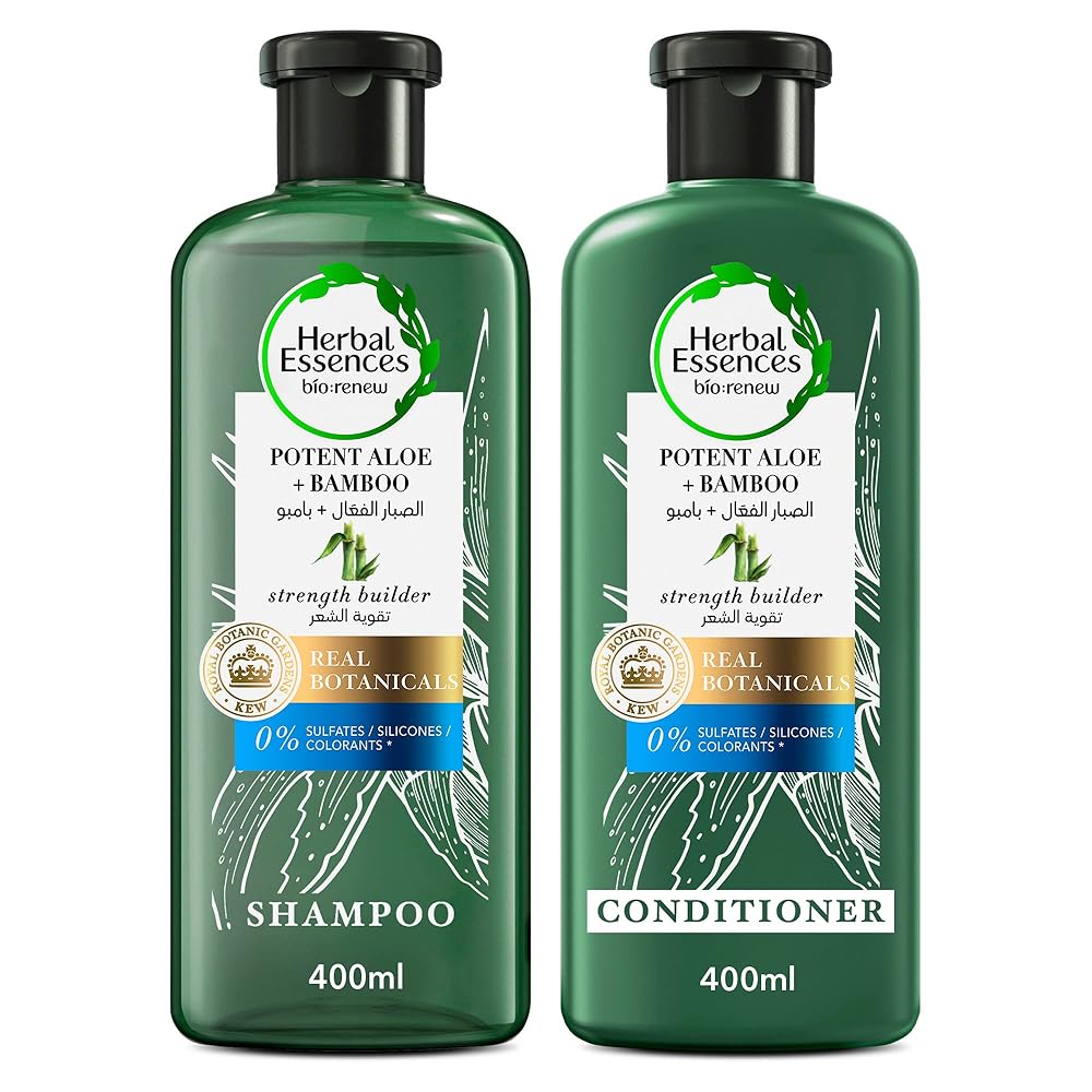 Herbal Essences Sulfate Free Potent Aloe + Bamboo Shampoo & Conditioner For Dry Hair And Frizzy Hair, 400ml