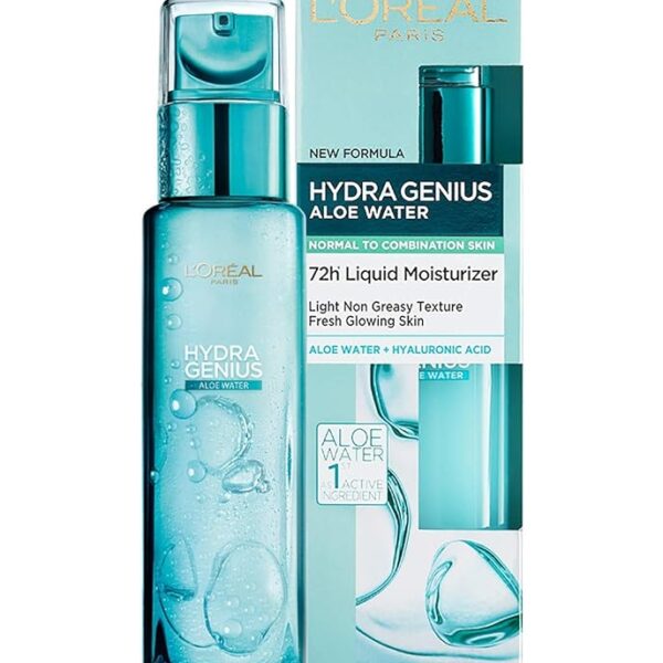 L'Oréal Paris, Liquid Moisturiser, Hydrating For Up To 72 Hours, Hydra Genius Aloe Water, 70 ml