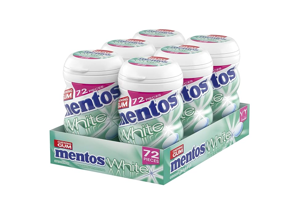 Mentos gum sugar free white spearmint - pack of 6 (72 pieces)