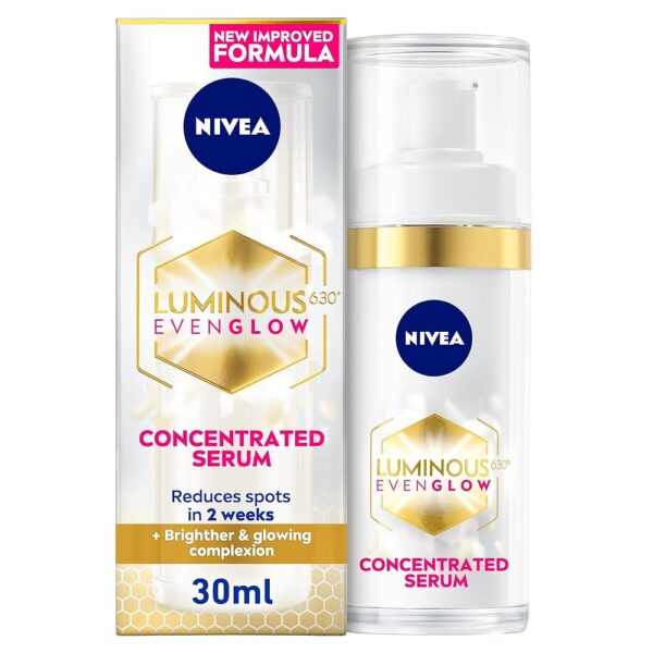 NIVEA LUMINOUS630 Even Glow Concentrated Face Serum, Reduces Spots in 2 Weeks, Brighter and Glowing Complexion, 30ml