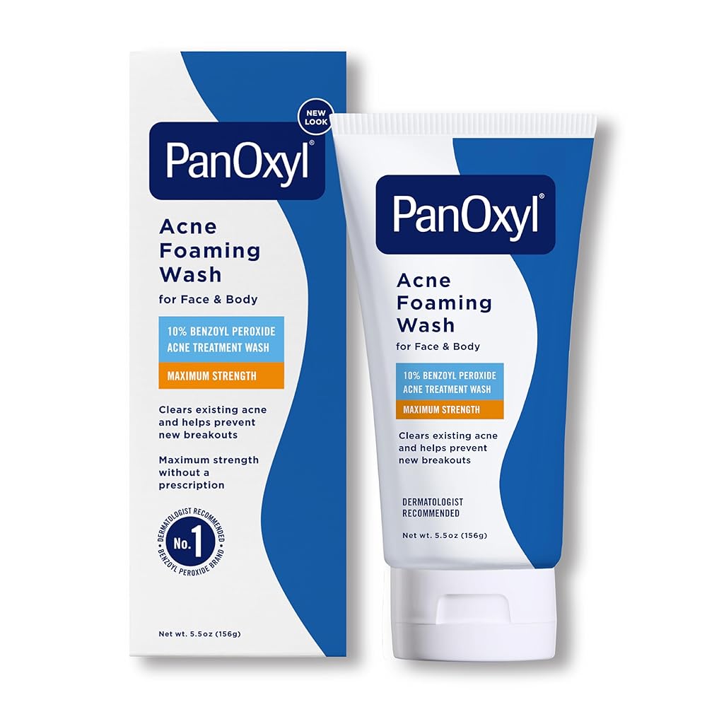 PanOxyl Acne Foaming Wash Benzoyl Peroxide 10% Maximum Strength Antimicrobial, 5.5 Oz, Package may vary