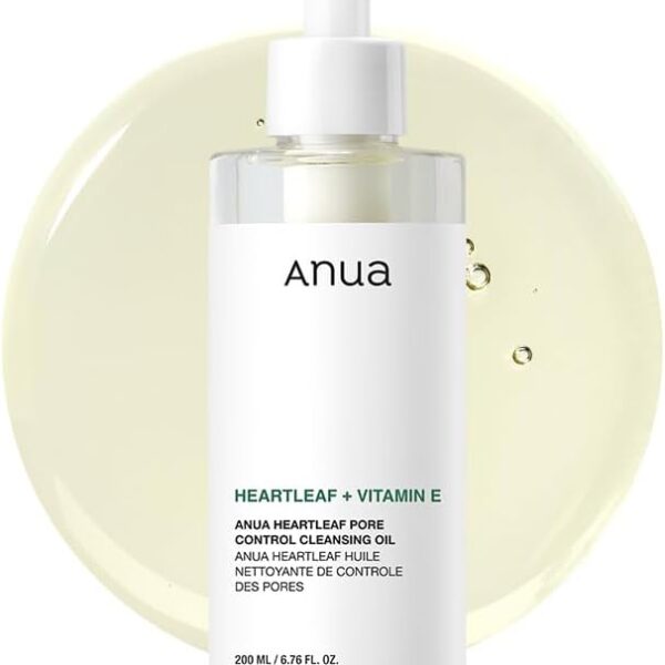 ANUA Heartleaf Pore Control Cleansing Oil Korean Facial Cleanser, Daily Makeup Blackheads Removal 6.76 fl oz(200ml)