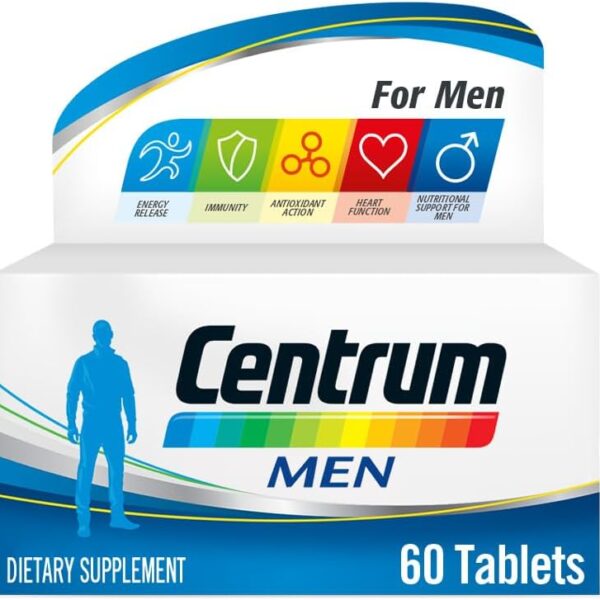 Centrum Men Multivitamin Tablets with Vitamin B1, B2, B3, Magnesium, Minerals, & Microelements, 60 ct