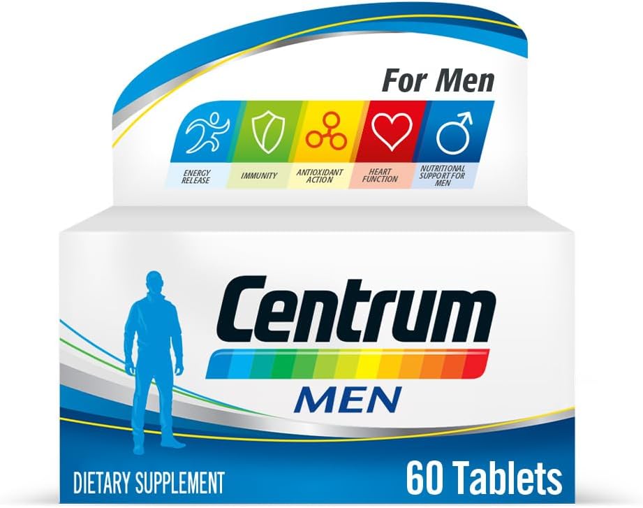 Centrum Men Multivitamin Tablets with Vitamin B1, B2, B3, Magnesium, Minerals, & Microelements, 60 ct