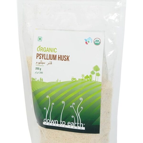 down to earth Organic Food 100% Organic Psyllium Husk; Finely Ground; Multipurpose; Natural Psyllium Husk By Down To Earth 200 gm