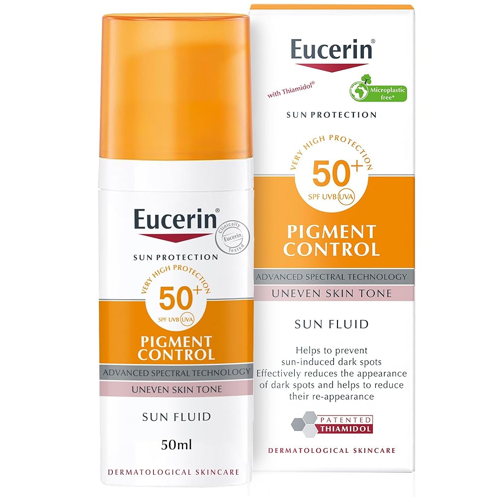 Eucerin Face Sunscreen Even Perfector Pigment Control Sun Fluid with Thiamidol, High UVA/UVB Protection, SPF50+, Reduces Spots for Uneven Skin Tone, 50ml’