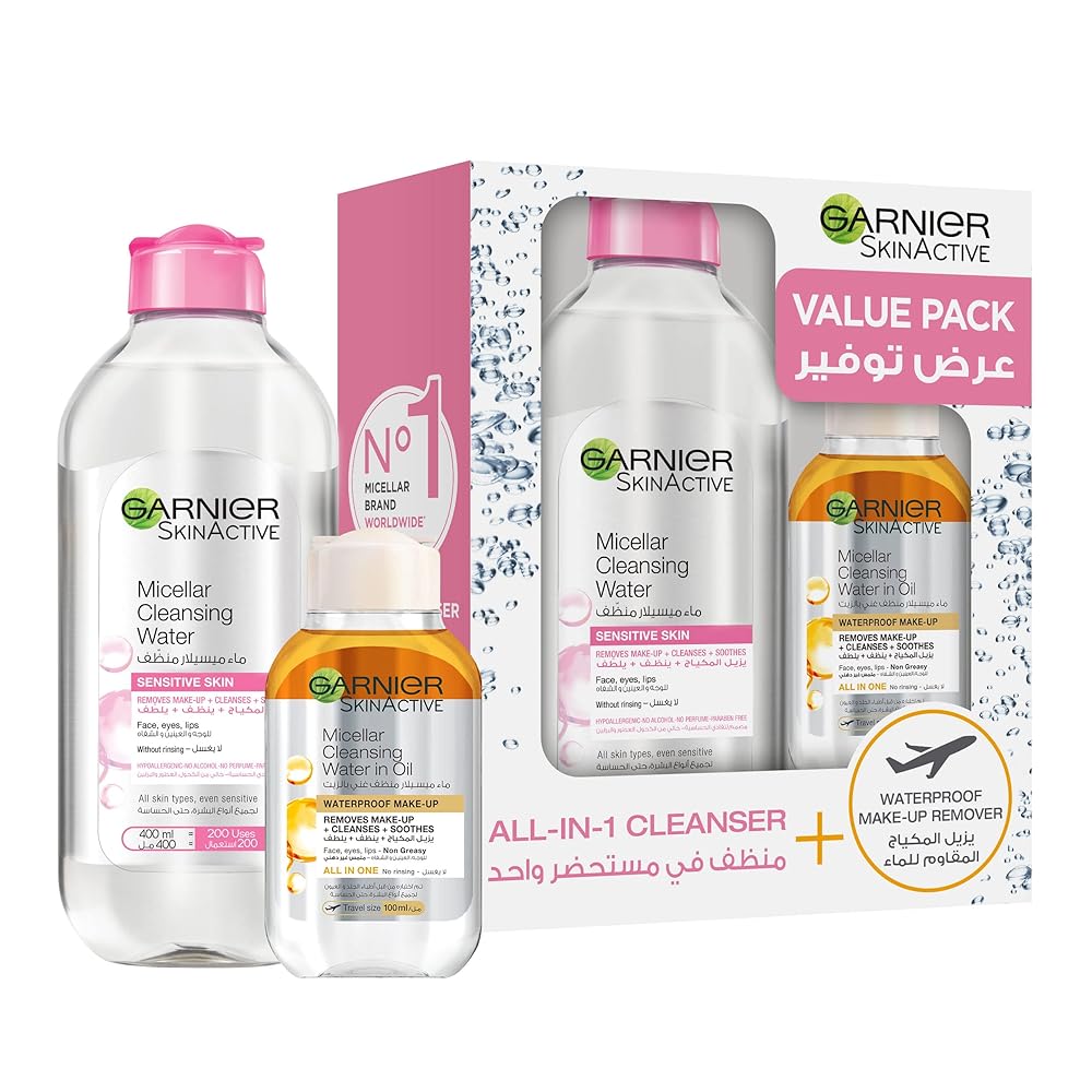 Garnier Skin Active Micellar Cleansing Water Classic Makeup Remover, 400ml + In Oil 100 ml