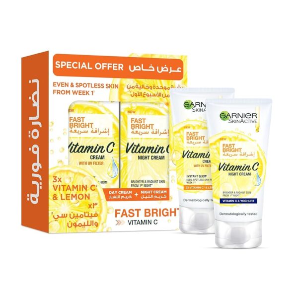 Garnier SkinActive Fast Bright Day Cream 50ml + Night Cream 50ml Bundle