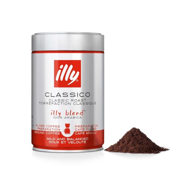 illy Classico Classic Roast Filter Ground Coffee Tins 250g