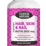 Oladole Natural Biotin 2500mcg - 60 Capsules | High Potency B Vitamin Blend For Stronger Hair, Radiant Skin, Long Nails, Supports Energy Beauty Support | Gluten-Free, Non-GMO