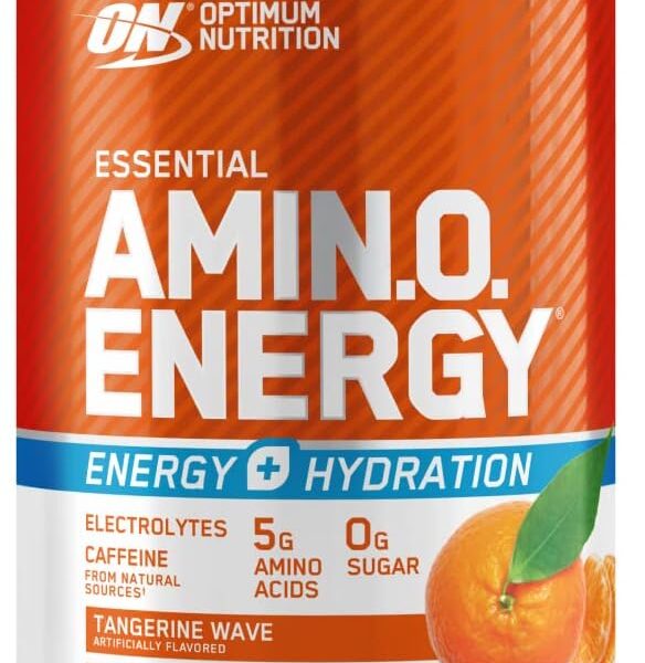 Optimum Nutrition (ON) Amino Energy Plus Electrolytes Powder - Pre Workout, Bcaas, Amino Acids, Keto Friendly, Anytime Energy Powder - Tangerine Wave, 285 G, 30 Servings