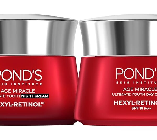 Pond's Age Miracle Day + Night Cream for Youthful Glow, 24-hour wrinkle correcting glow, 50g (Pack of 2) - Packaging May Vary