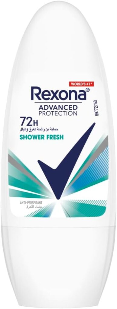 Rexona Women Antiperspirant Deodorant Roll On, 72 hour sweat & odor protection, Shower Fresh, with MotionSense technology, 50ml