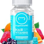SugarBear Hair Vitamins, Vegan Gummy Hair Vitamins with Biotin, Vitamin D, Vitamin B-12, Folic Acid, Vitamin A (1 Month Supply)