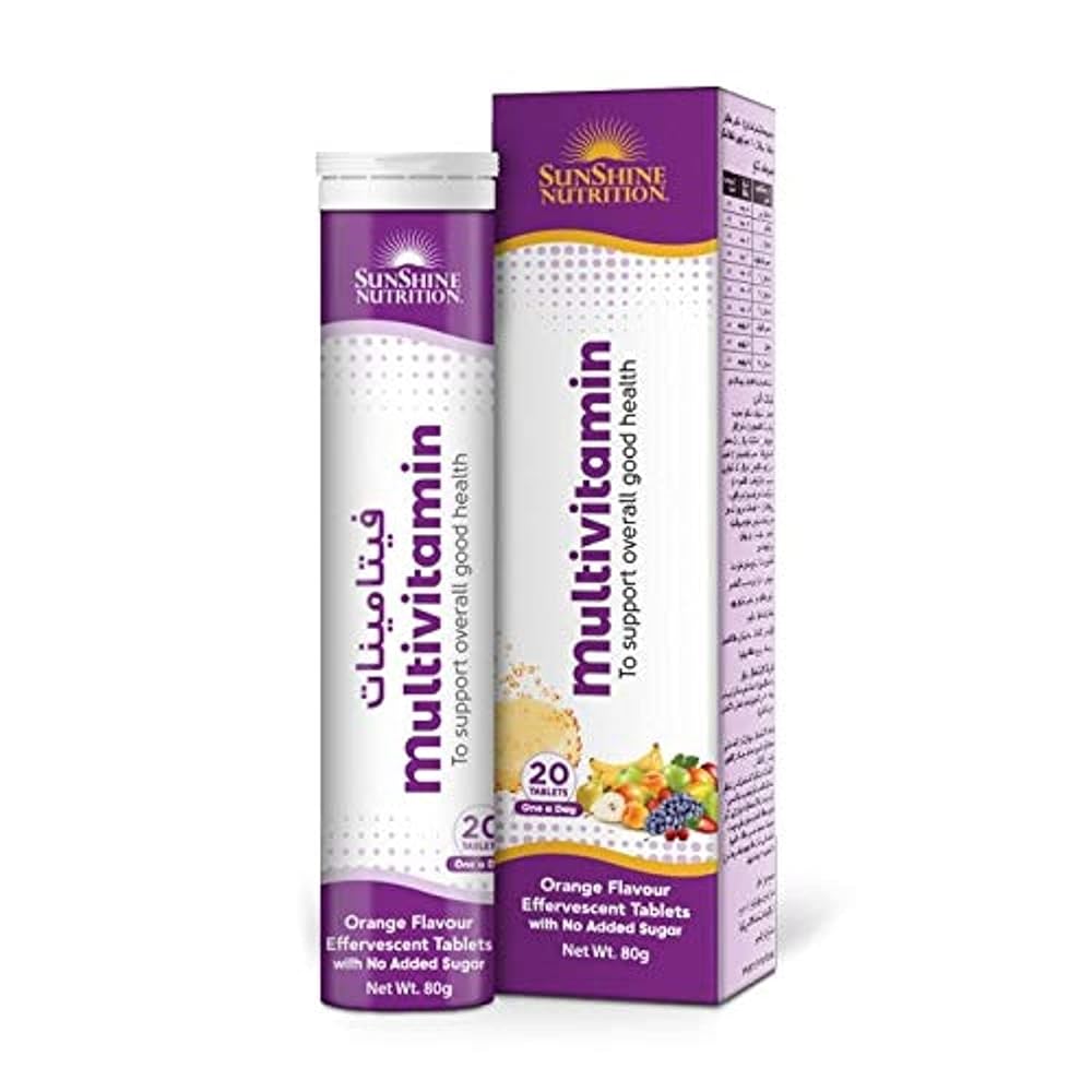 Sunshine Nutrition Multivitamins Effervescent 20 Tablets | To Support Good Health | No Added Sugar | Orange Flavor