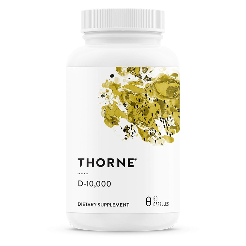 THORNE Vitamin D-10,000 - Vitamin D3 Supplement - 10,000 IU - Support Healthy Teeth, Bones, Muscles, Cardiovascular, and Immune Function - Gluten-Free, Dairy-Free, Soy-Free - 60...