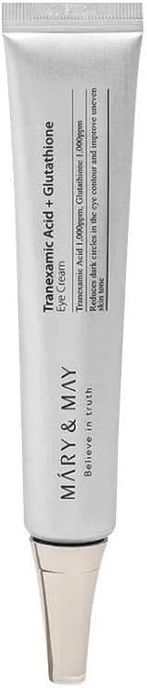 Mary&May Korean Skincare Tranexamic Acid + Glutathione Eye Cream - Reduces Dark Circles around the eye, Powerful Antioxidant, improve Uneven Skin Tone with Vitamin C, Morning/Night use, 12g/0.42 oz 1 خرید کرم دور چشم Mary&May Store Korean Skincare
