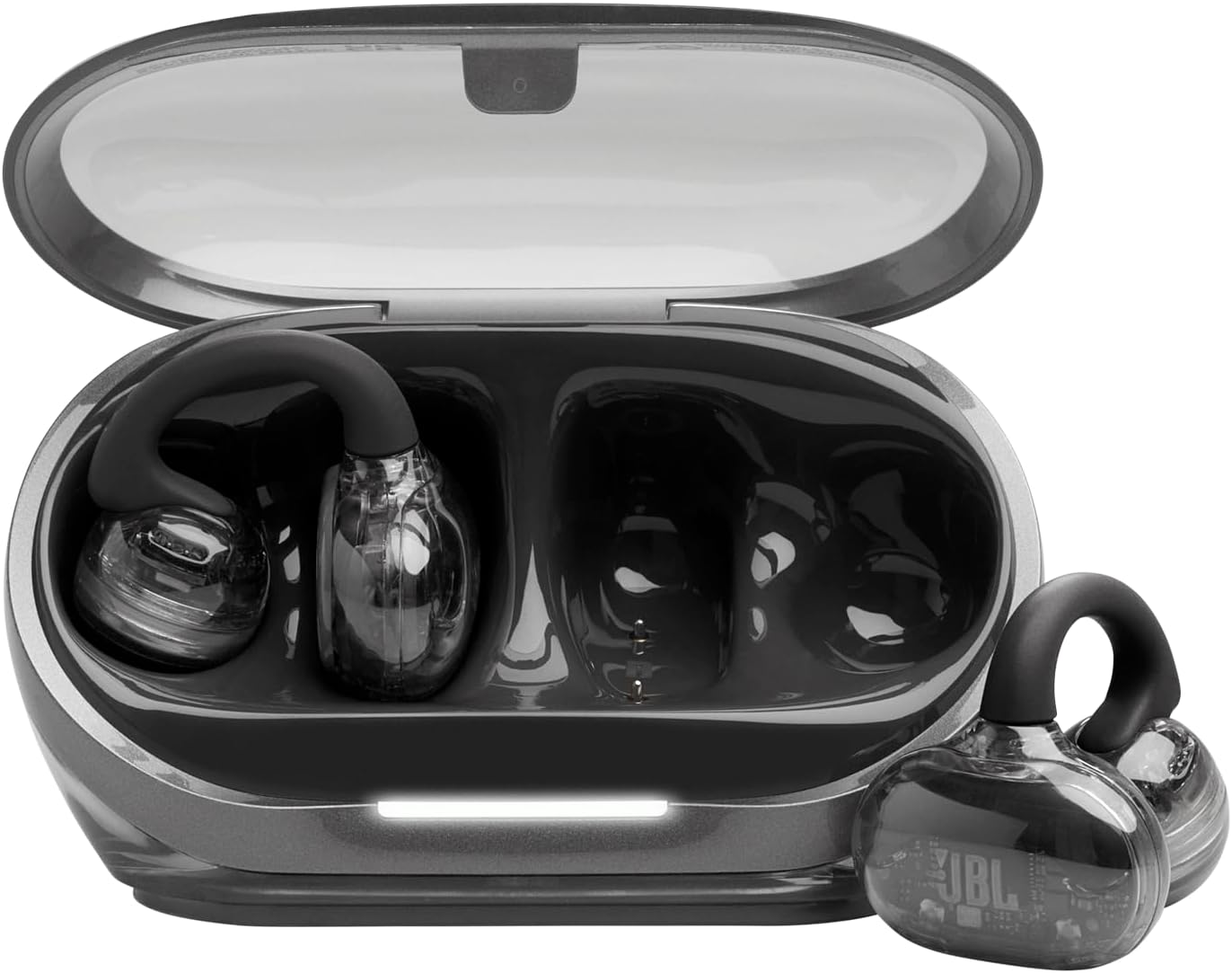 JBL Soundgear Clips True Wireless Open-Ear Headphones, SonicArc Design, Up to 32 Hours Playtime, 4 Beamforming Microphones, IP54 Water and Dust Proof, JBL OpenSound Technology, Ghost Black 1 هدفون بیسیم جی بی ال Soundgear Clips
