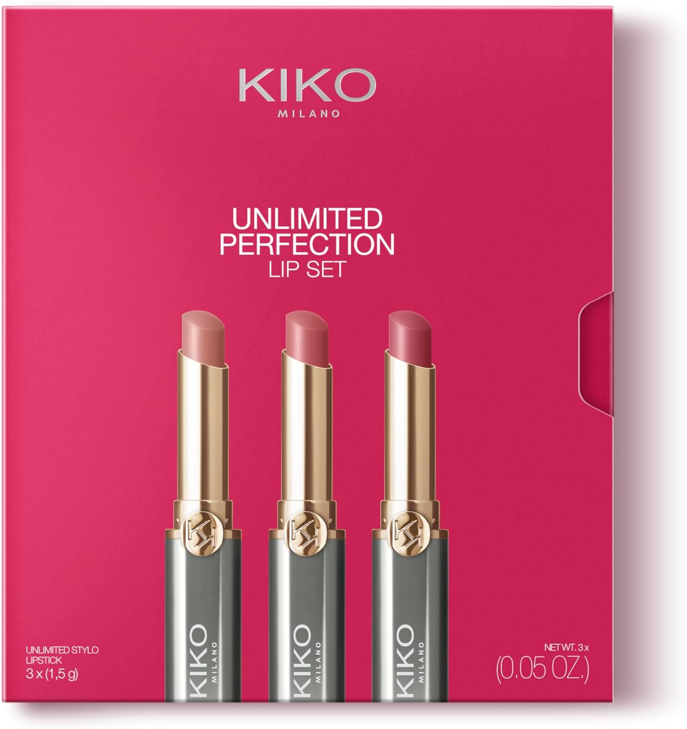 KIKO Milano Unlimited Perfection Lip Set 01, Set of 3 Non-Staining Cream Lipsticks with Long Hold 1 ست رژ لب KIKO Milano