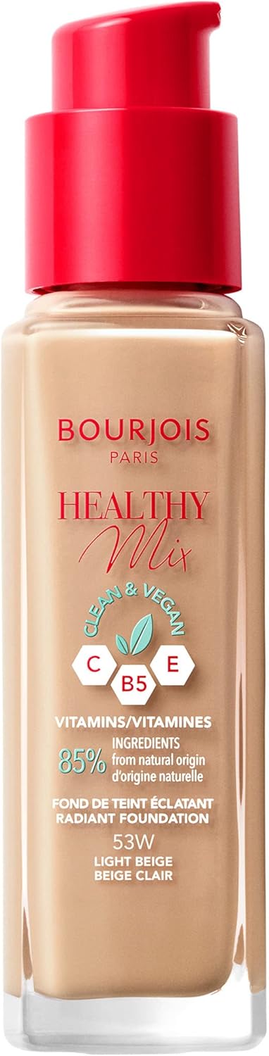 Bourjois Healthy Mix Clean Foundation – Liquid Foundation, Vegan Formula, Makeup – 53W Light Beige, 30ml (1.1oz) 1 کرم پودر بورژوا هلثی میکس