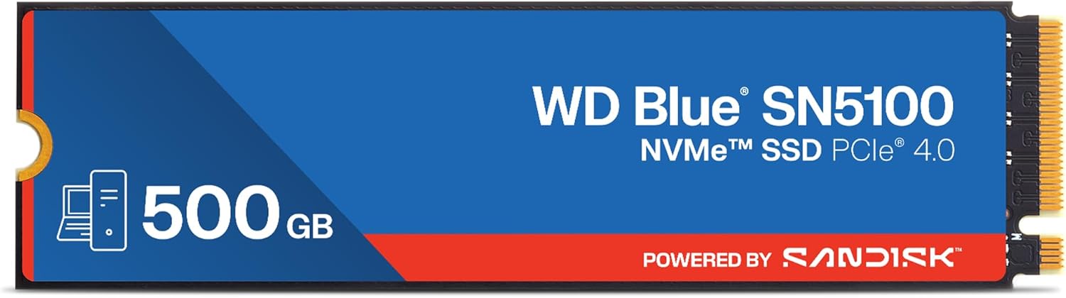 WD Blue SN5100 500GB NVMe SSD - M.2 2280, PCIe Gen 4.0, Internal Solid State Drive - Read Speeds Up to 6,600MB/s, Upgrade Storage for PC/Laptops - WDS500G5B0E 1 WD Blue SN5100 500GB NVMe SSD