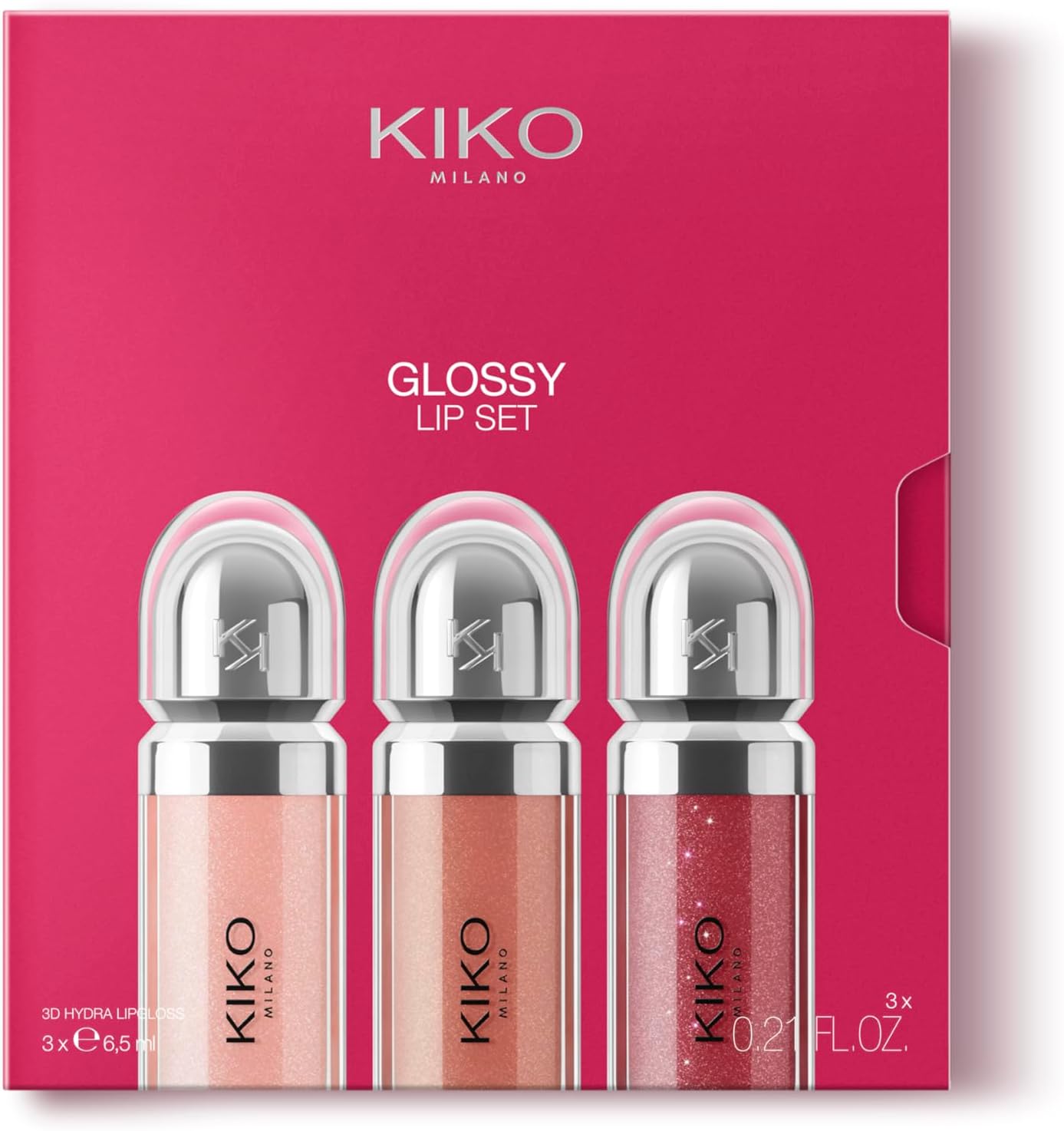 KIKO Milano Glossy Lip Set 03, Lip Set: 3 Moisturising Lip Gloss with 3D Volume Effect 1 ست رژ لب کیکو میلانو