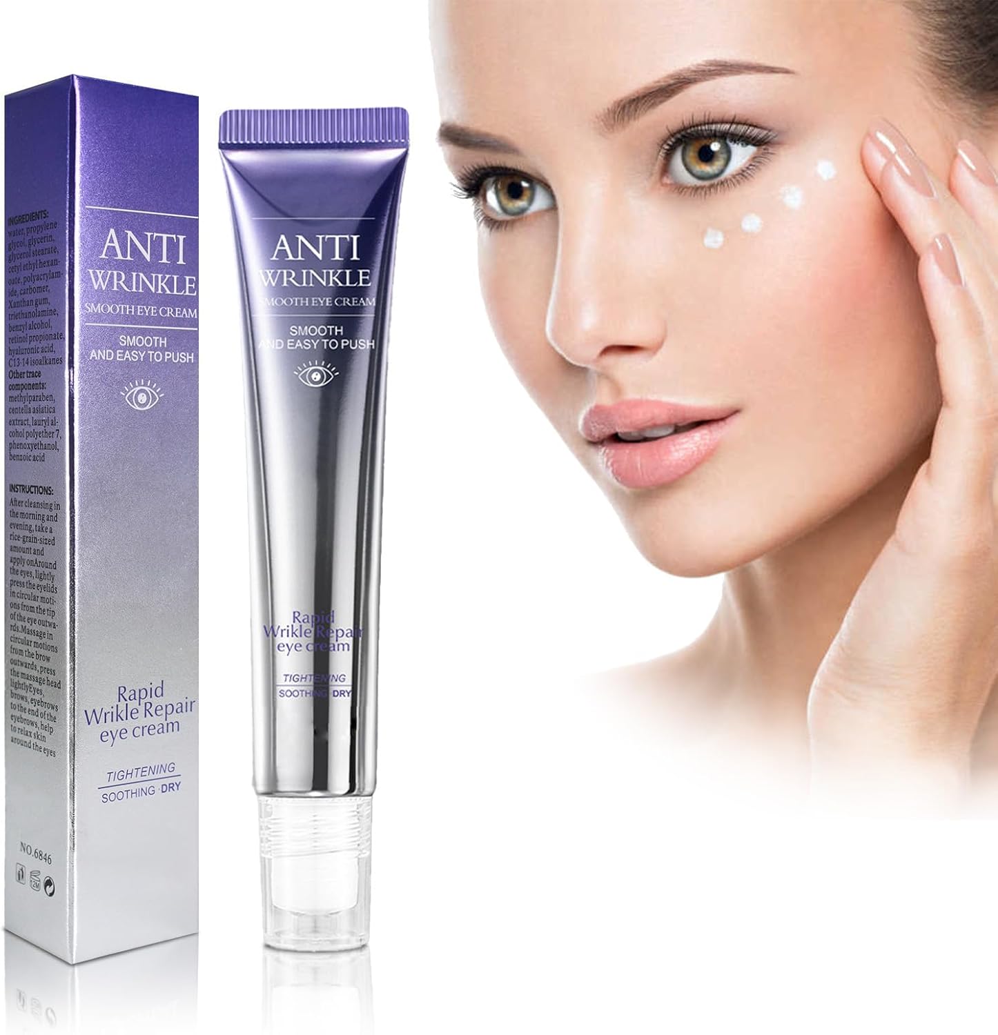 Retinol Eye Under Eye Cream with Cooling Roller, Eye Cream Anti Aging, Reduces Wrinkles Dark Circles and Puffy Eyes Bags, Brightening & Moisturizing Eye Repair Cream for all Skin Types- GraGra 1 خرید کرم دور چشم GraGra Store Retinol Eye Under