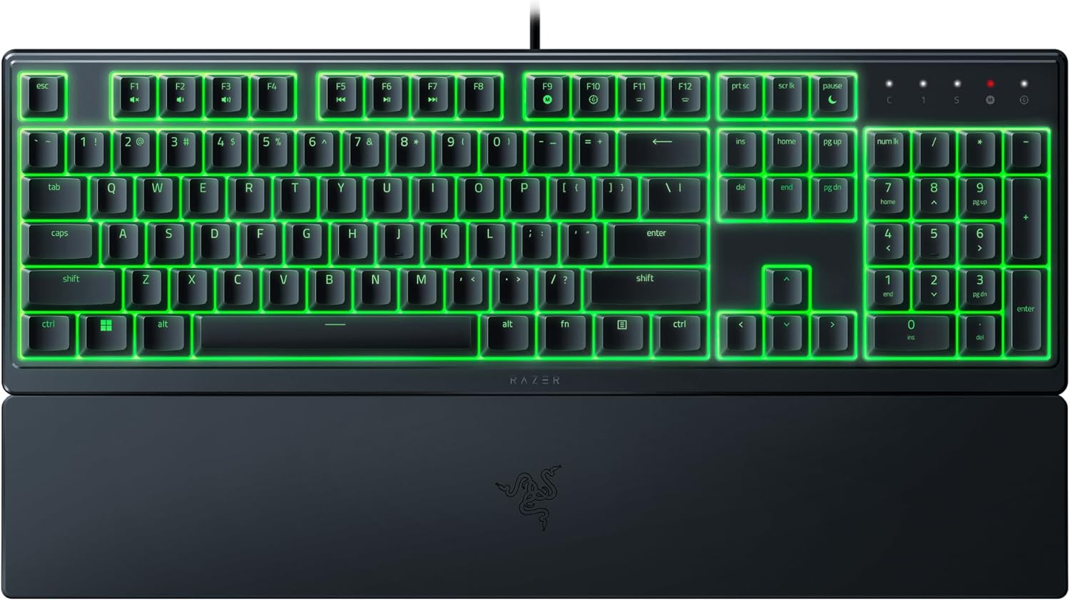 Razer Ornata V3 X Gaming Keyboard: US Layout, Low-Profile Keys, Silent Membrane Switches, UV-Coated Keycaps, Spill Resistant, Chroma RGB Lighting, Ergonomic Wrist Rest - Classic Black 1 کیبورد گیمینگ ریزر Ornata V3 X