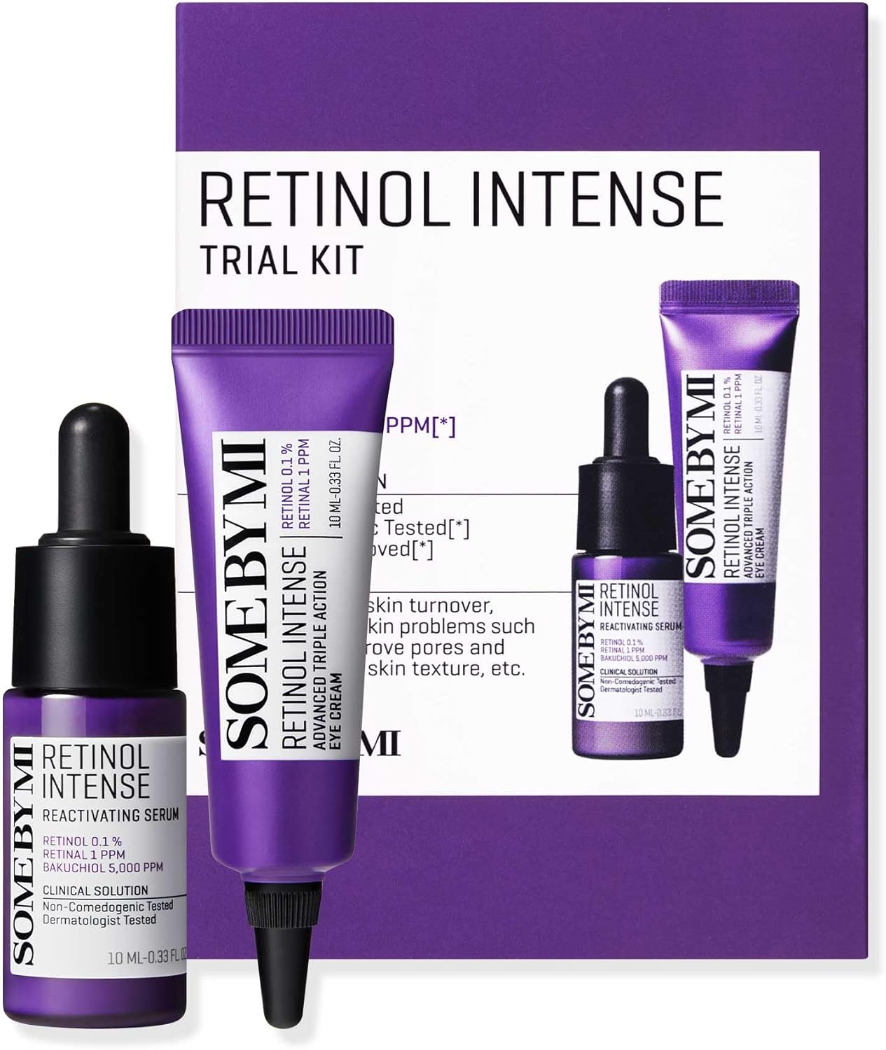 Some By Mi Retinol Intense Trial Kit 10ml, Mild Korean 0.1% Retinol Face Serum & Eye Cream For Beginner, Fine Lines, Dark Circles, Skin Texture & Elasticity Care 1 خرید کرم دور چشم SOME BY MI Store